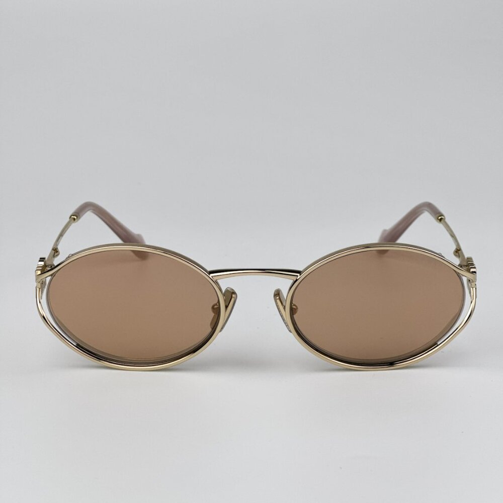 Miu Miu MU52YS ZVN20F BRAND NEW Sunglasses Pink Gold Mirror Silver Oval Unisex - Picture 6 of 14